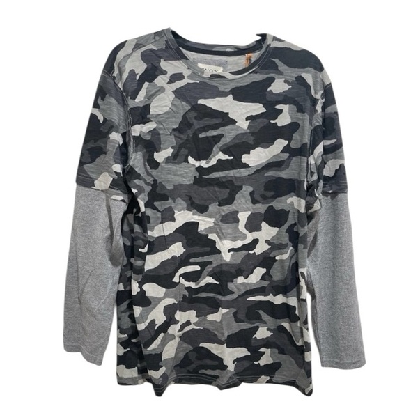 NEW BOYS 100% COTTON GRAY CAMOUFLAGE LONG SLEEVE SHIRT - Picture 1 of 10